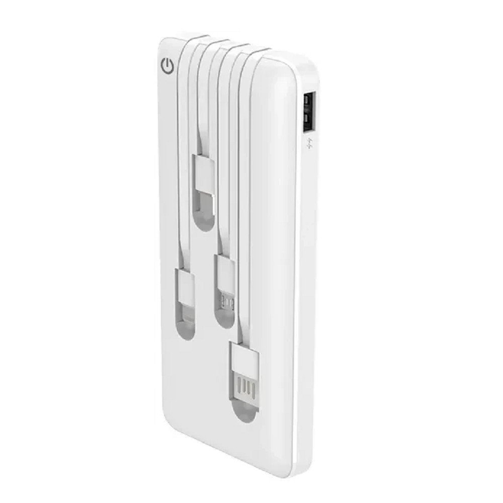 Perfeo Powerbank ABSOLUTE 10000mah In Micro usb,USB /Out USB,Micro usb,Type-C,Lightning, 2.1А/ White (PF_B4879)
