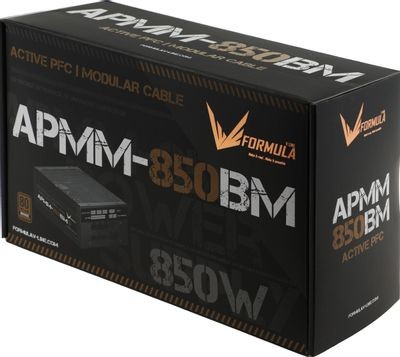 Блок питания Formula (Aerocool) APMM-850BM, 850W, Ret, ATX3.1/PCIe 5, 80+Bronze, Cabel Manag., Japanese Cap., 14cm fan