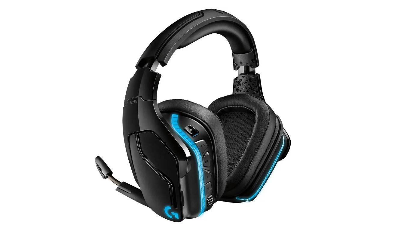 Logitech Гарнитура игровая G935 Lightsync 7.1, для компьютера и игровых консолей, накладные, радио, чёрный., 981-000744