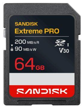 Флеш карта SD 64GB SanDisk SDXC Class 10 UHS-I U3 V30 Extreme PRO 200MB/s, SDSDXXU-064G-GSCIN