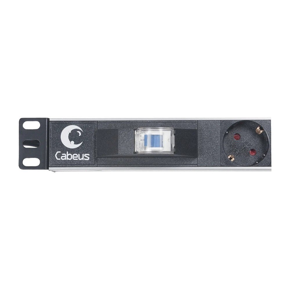 CABEUS PDU-6P-B-2EU БЛОК ЕВРОРОЗЕТОК ДЛЯ 19" ШКАФОВ, ГОРИЗОНТАЛЬНЫЙ, 6 РОЗЕТОК, АВТОМАТ ЗАЩИТЫ 16 A , ШНУР 2М, АЛЮМИНИЕВЫЙ КОРПУС, НЕМЕЦКИЙ СТАНДАРТ