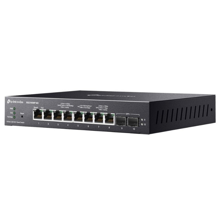 TP-Link SG2210XMP-M2 Коммутатор Smart линейки Omada с 8 портами PoE+ 2,5 Гбит/с и 2 портами SFP+