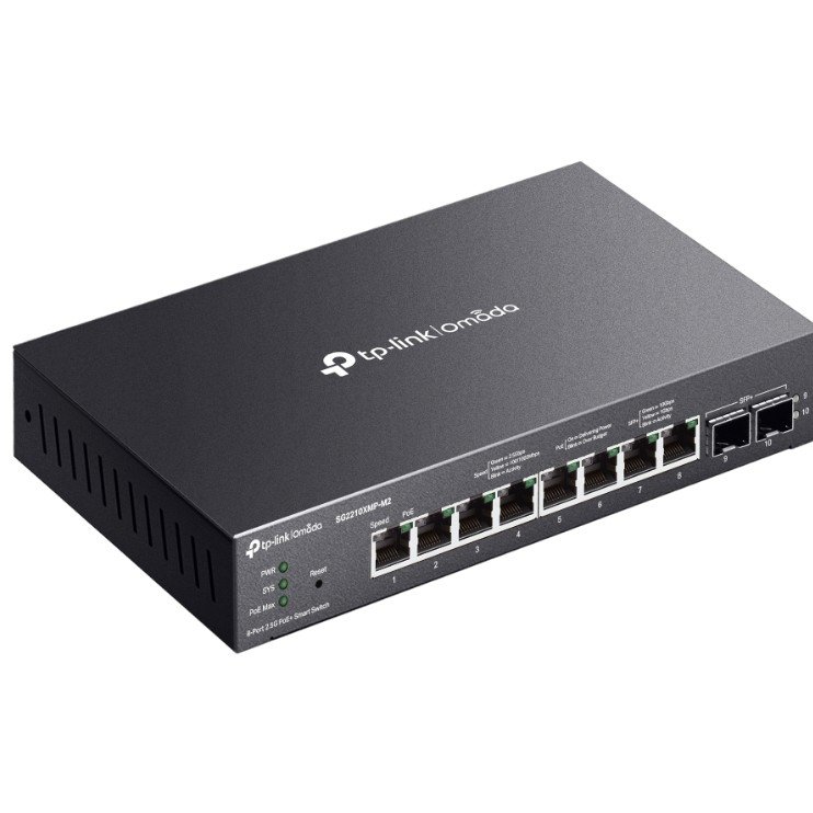 TP-Link SG2210XMP-M2 Коммутатор Smart линейки Omada с 8 портами PoE+ 2,5 Гбит/с и 2 портами SFP+