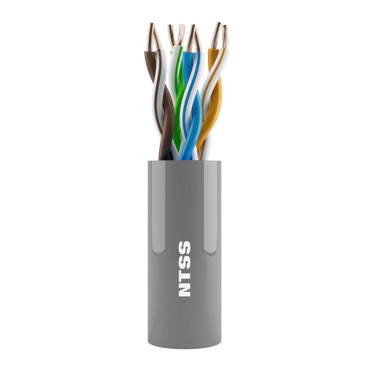 NTSS Кабель витая пара NTSS U/UTP 5e 4 пары одножильный 24AWG медь 305м внутренний нг(А)-HF (LSZH) серый NTSS-IN-UUTP4-5e-LSZH-GY