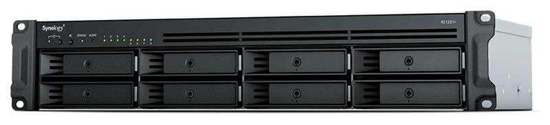 Система хранения данных Synology 2U/8bay QC 2,2GhzCPU/4Gb(32)/RAID0,1,5,6,10/upto 12HDD (1xRX418)/2xUSB3.2/1eSATA/iSCSI/4xGbE(+1Expslot)/2xIPcam/norail repl RS1219+, RS1221+