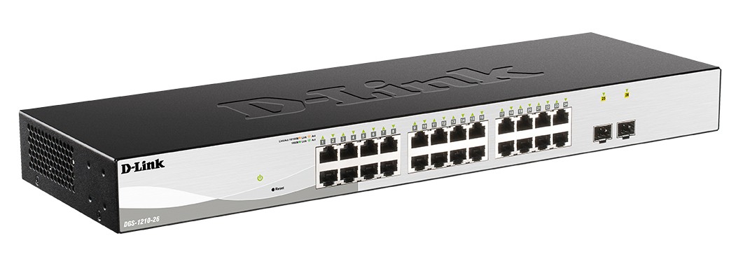 Коммутатор/ DGS-1210-26/F Smart L2 Switch 24х1000Base-T, 2х1000Base-X SFP, Compact CLI, DGS-1210-26/F3A