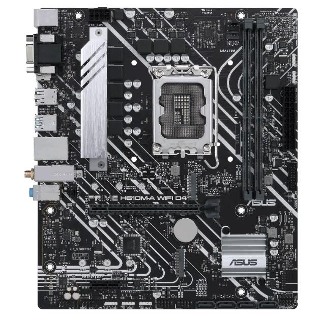 ASUS PRIME H610M-A WIFI D4 (Socket 1700, mATX, 2xDDR4(64GB), VGA/HDMI/DP, 1xPCIe 4.0x16/1xPCIe 3.0, 1xLAN, Wi-Fi, BT, 4xSATA 6Gb/s, 2xM.2, 2xUSB 3.2, 4xUSB 2.0, 2xPS/2)