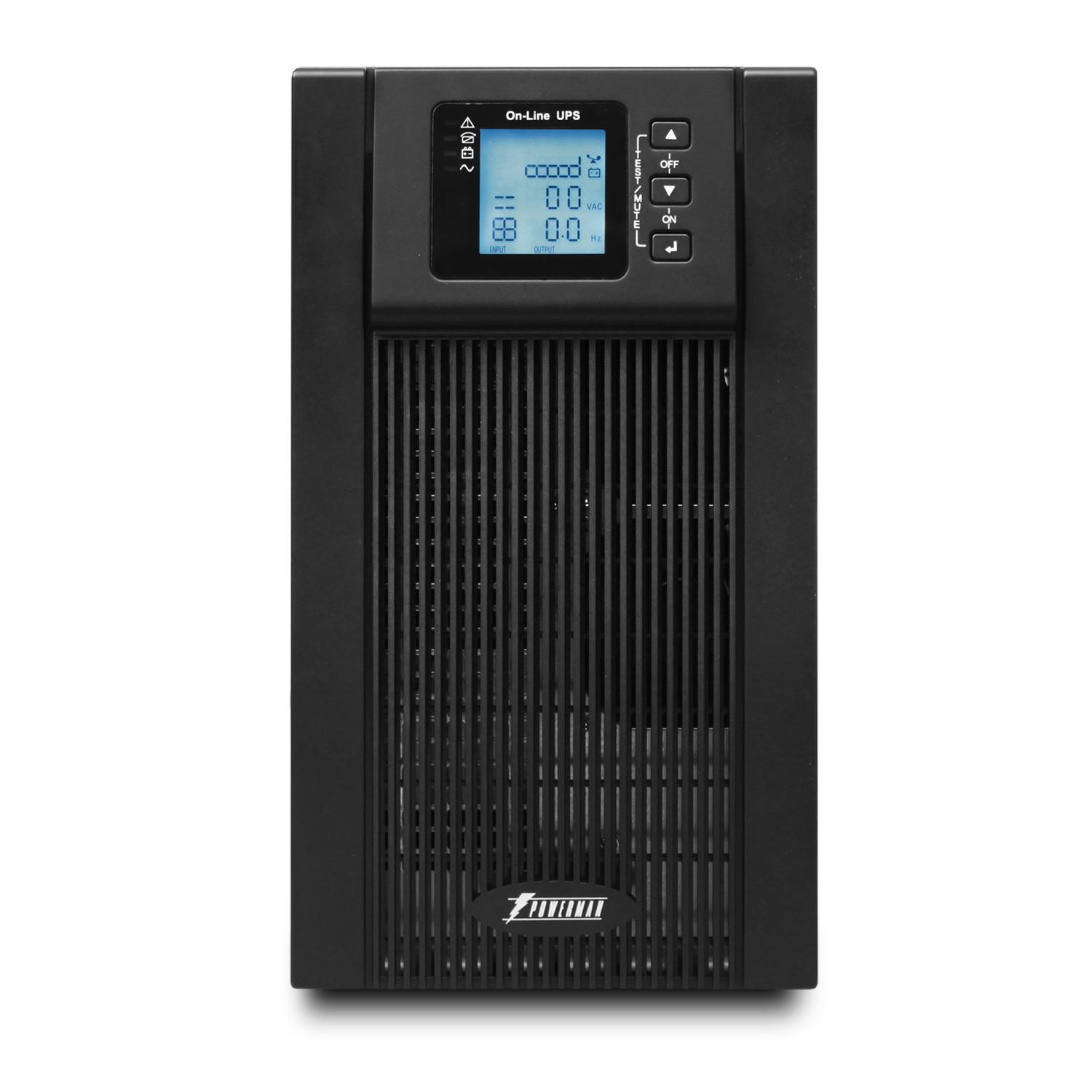 ИБП POWERMAN Online 3000, LCD, двойного преобразования, 3000ВА, 2700Вт, 3 евророзетки с резервным питанием, USB, RS232, слот SNMP, разъем EPO, батарея 12В 9Ач 6 шт., 285 х 445 х 570 мм., 28.6 кг./ UPS POWERMAN Online 3000, LCD, dual conversion, 3000VA, 2700W, 3 eurosockets with backup power, USB, RS232, SNMP slot, protection RJ11 / RJ45, battery 12V 9Ah 6 pcs., 285 х 445 х 570 mm., 28.6 kg.
