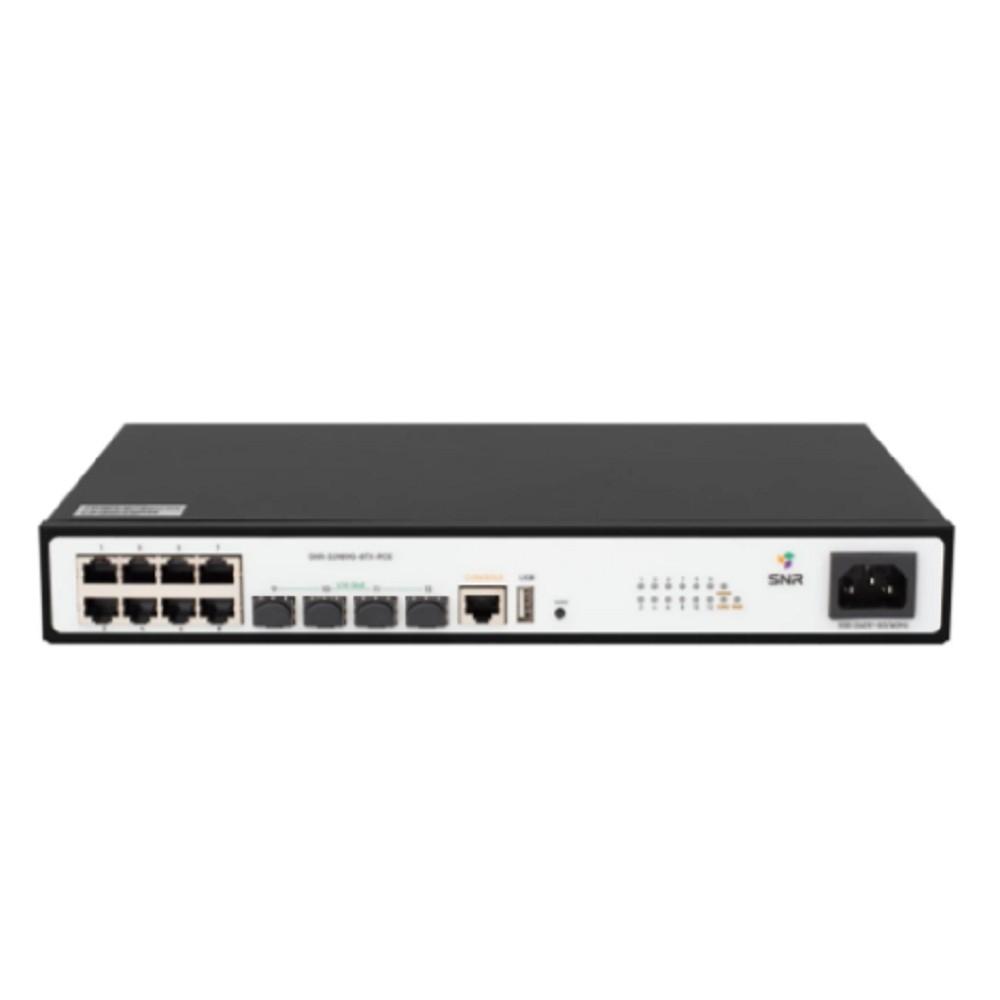 SNR SNR-S2989G-8TX-POE Управляемый PoE коммутатор уровня 2+, 8 портов 10/100/1000Base-T, 4 порта 1/10G SFP+, бюджет PoE 125 Вт, встроенный БП ~220V AC