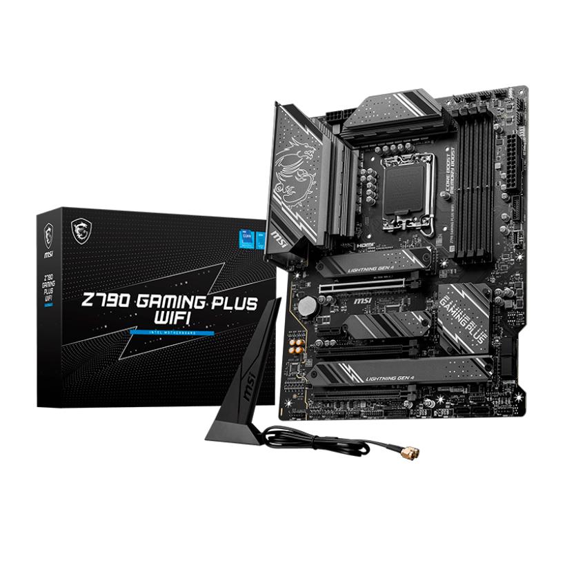 Материнская плата/ MB MSI INTEL Z790 s1700, 4xDDR5(256GB), HDMI 2.1/DP, 1xPCIe 5.0x16, 1xPCIe 4.0x16, 1xPCIe 3.0x16, 1xPCIe 3.0, 1xLAN (2.5GbE), Wi-Fi, BT, 6xSATA 6Gb/s, 4xM.2, 1xUSB-C, 3xUSB 3.2, 4xUSB 2.0, ATX, Z790 GAMING PLUS WIFI