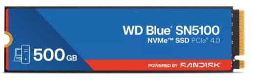 Твердотельный диск 500GB WD Blue SN5100, NVMe, M.2 2280, PCI-E 4x4 [R/W - 6600/5600 MB/s], WDS500G5B0E