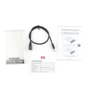 AgeStar 3UB2P4 (TRANSPARENCY)USB 3.0 Внешний корпус 2.5" SATAIII HDD/SSD  пластик, прозрачный {50}  (672691)(17312)