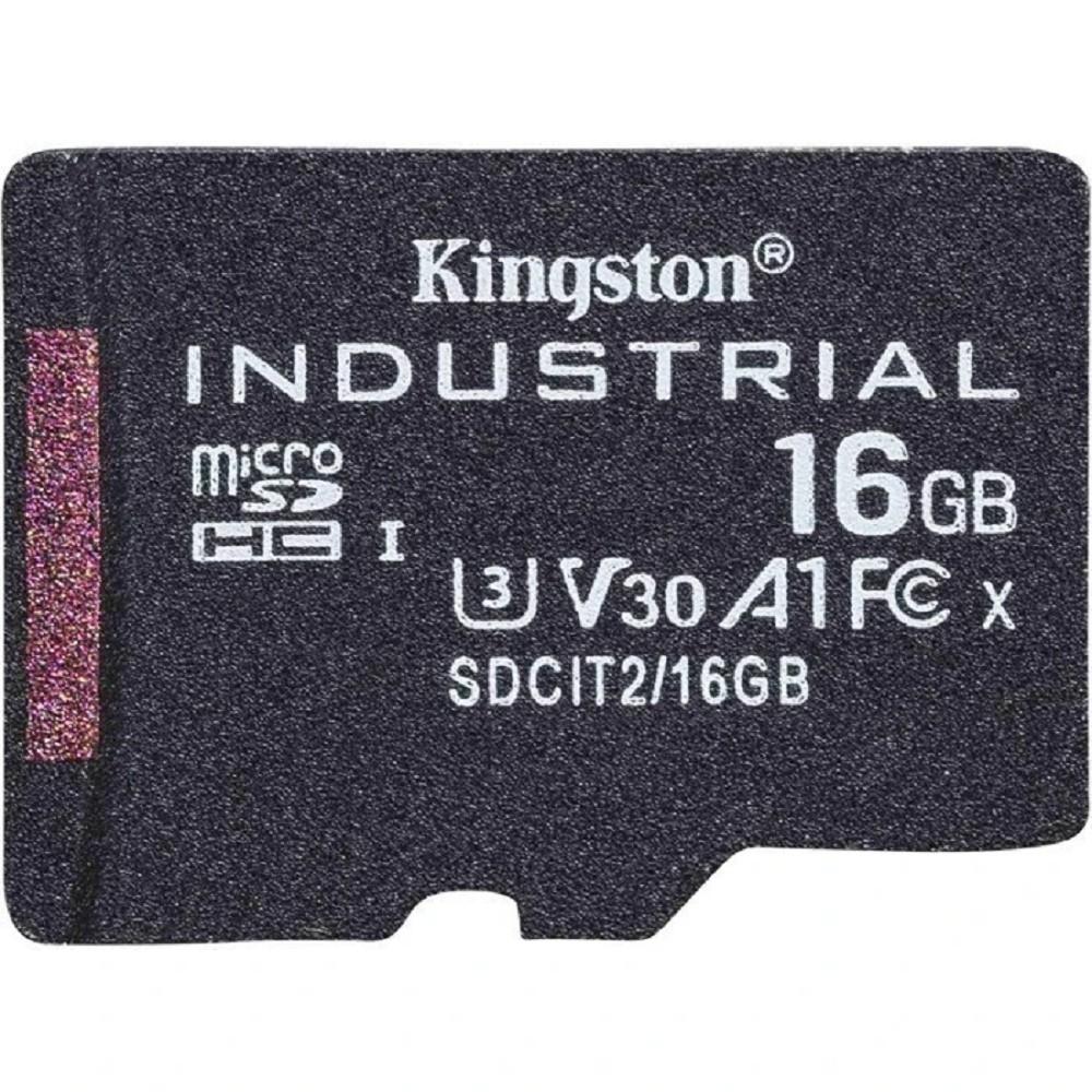 Промышленная карта памяти Micro SecureDigital 16GB Kingston, Class 10 UHS-I U3 V30 A1 TLC в режиме pSLC, темп. режим от -40? до +85?, SDCIT2/16GBSP