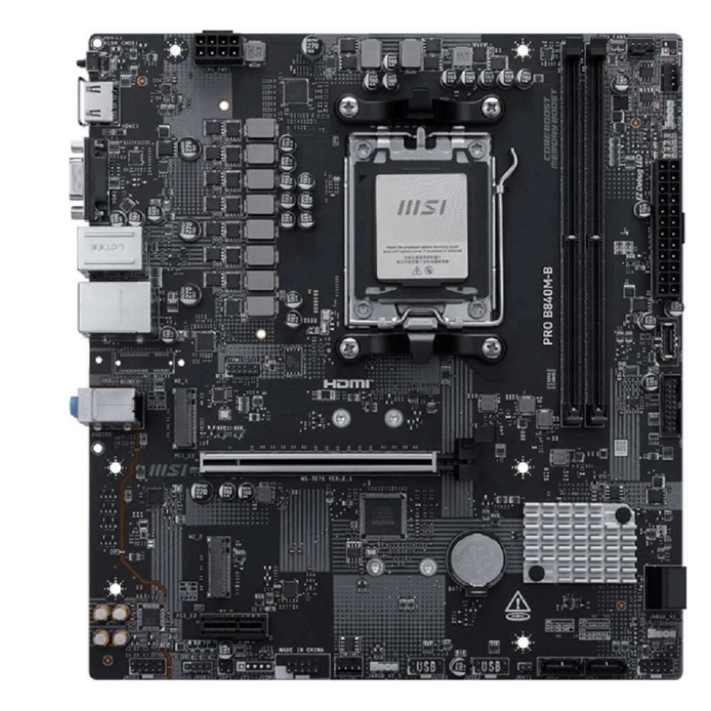 Материнская плата MSI PRO B840M-B SocketAM5 AMD B840 2xDDR5 ATX AC`97 8ch(7.1) 2.5Gg RAID+VGA+HDMI