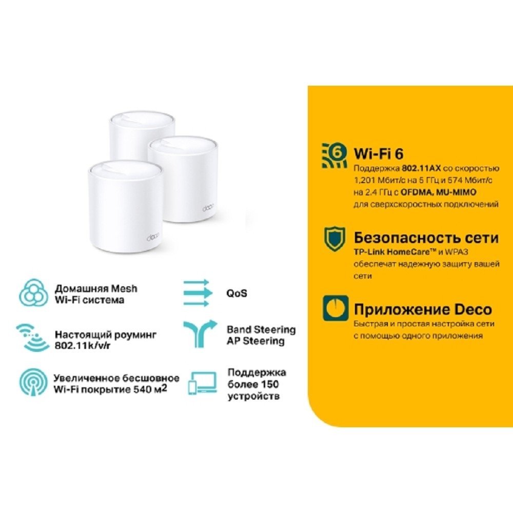 TP-Link Deco X20(3-pack) AX1800 Домашняя Mesh Wi-Fi система