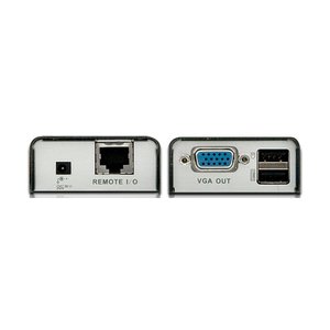 Удлинитель/усилитель/extender, VGA/SVGA+KBD+MOUSE USB, 100 метр., HD-DB15+USB A-тип/USB B-тип, Female, без шнуров, Б.П. 220> 5V, (по витой паре/UTP/FTP макс.разрешение 1920х1200 60Hz(30m) 1280х1024 60Hz(100m) DDC2B3 г.гар.+электростраховка/ATEN/ Mini USB KVM EXTENDER W/230V ADP., CE100