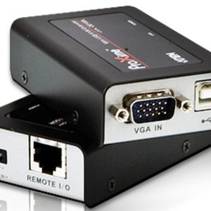 Удлинитель/усилитель/extender, VGA/SVGA+KBD+MOUSE USB, 100 метр., HD-DB15+USB A-тип/USB B-тип, Female, без шнуров, Б.П. 220> 5V, (по витой паре/UTP/FTP макс.разрешение 1920х1200 60Hz(30m) 1280х1024 60Hz(100m) DDC2B3 г.гар.+электростраховка/ATEN/ Mini USB KVM EXTENDER W/230V ADP., CE100