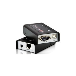 Удлинитель/усилитель/extender, VGA/SVGA+KBD+MOUSE USB, 100 метр., HD-DB15+USB A-тип/USB B-тип, Female, без шнуров, Б.П. 220> 5V, (по витой паре/UTP/FTP макс.разрешение 1920х1200 60Hz(30m) 1280х1024 60Hz(100m) DDC2B3 г.гар.+электростраховка/ATEN/ Mini USB KVM EXTENDER W/230V ADP., CE100