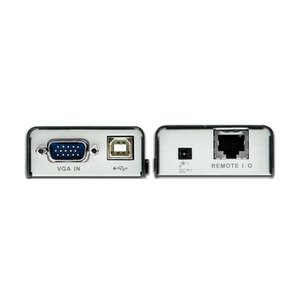 Удлинитель/усилитель/extender, VGA/SVGA+KBD+MOUSE USB, 100 метр., HD-DB15+USB A-тип/USB B-тип, Female, без шнуров, Б.П. 220> 5V, (по витой паре/UTP/FTP макс.разрешение 1920х1200 60Hz(30m) 1280х1024 60Hz(100m) DDC2B3 г.гар.+электростраховка/ATEN/ Mini USB KVM EXTENDER W/230V ADP., CE100