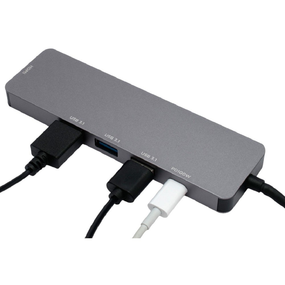 Gembird Док-станция Type-C 5в1: 3xUSB3.1, PD100W, HDMI, кабель 17см, алюминий (UHB-D1)