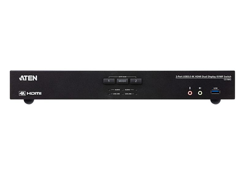 КВМ переключатель ATEN 2-Port USB3.0 4K HDMI Dual Display KVMP Switch, CS1842-AT-G
