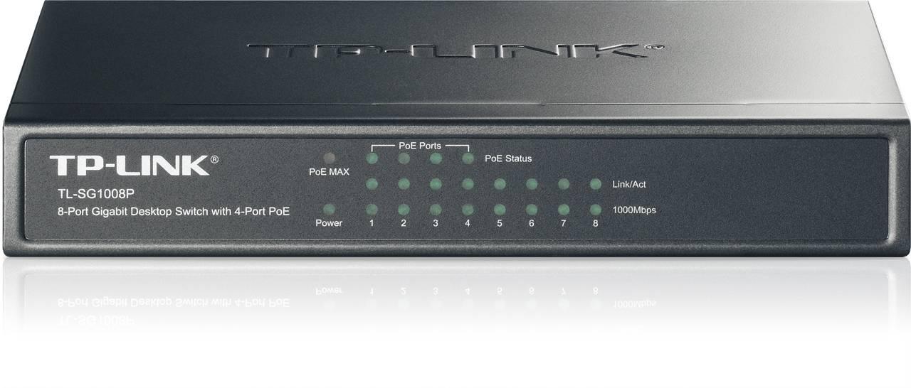 TP-Link TL-SG1008P 8-портовый гигабитный настольный коммутатор с 4 портами PoE+, стальной корпус