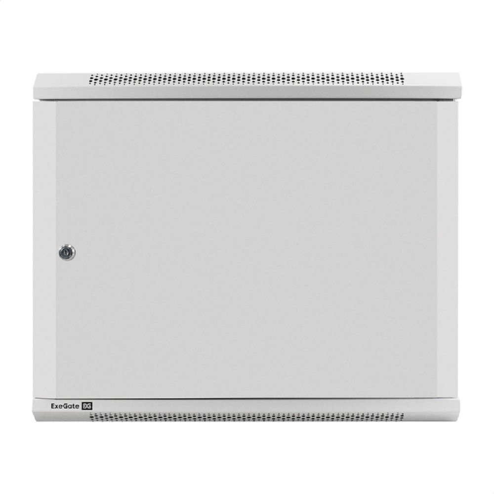 Exegate EX298613RUS Шкаф телекоммуникационный 19" настенный 9U ExeGate EC-WM-9U.450.M.GREY (19”, 9U, 600x450x500mm (ШхГхВ), передняя дверь металл, съемные боковые панели, пыле- и влагозащита IP23, све