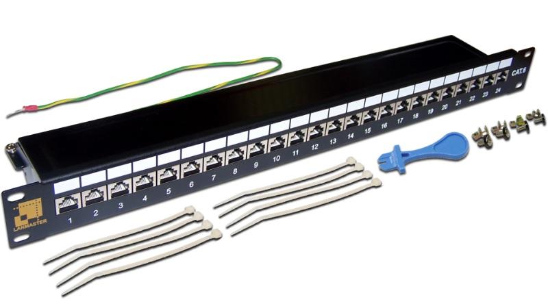 Патч-панель Патч-панель 19, 24 порта RJ45, экранированная, кат.6, 1U, LAN-PPL24S6