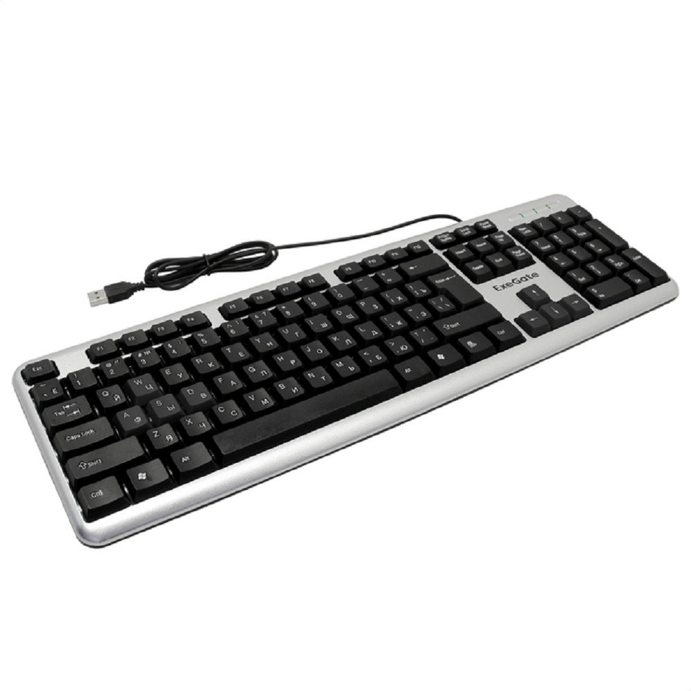 Exegate EX264086RUS Клавиатура Exegate LY-401, <USB, серебристый корпус, 104кл, Enter большой> Color box