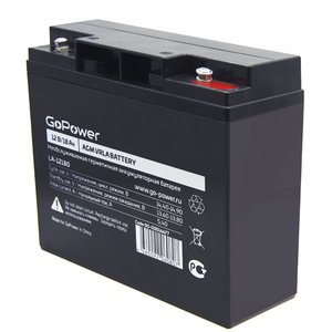Аккумулятор свинцово-кислотный GoPower LA-12180 12V 18Ah клеммы под болт M5 (1/2), 00-00016677