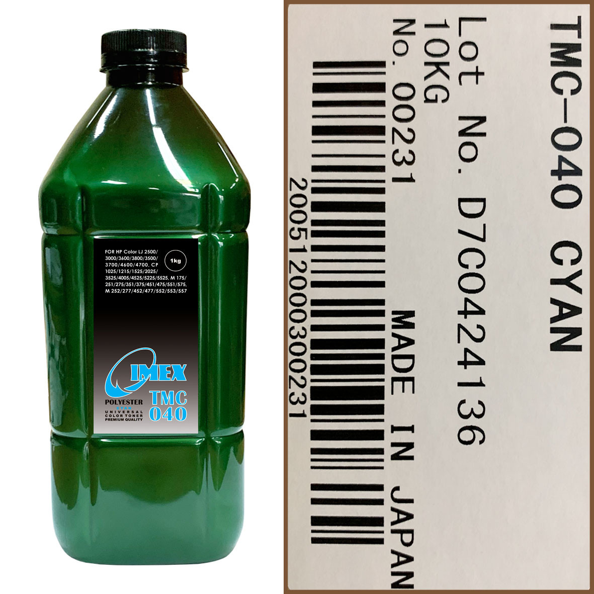 Тонер для HP Color Универсал тип TMC 040 (фл,1кг,синий,Polyester,IMEX) Green Line