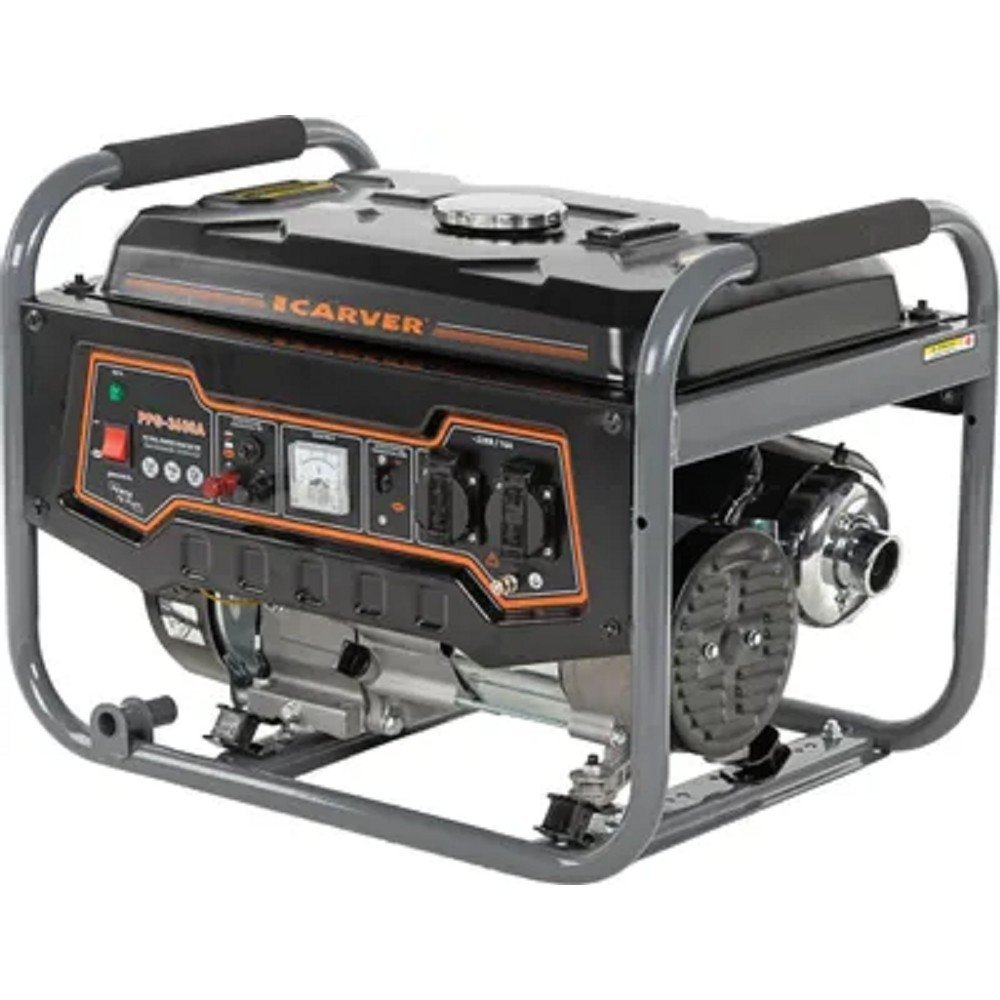 Генератор CARVER PPG- 3600А бензин [01.020.00011] { (LT-168F-1, 2,5/2,8кВт, 220В, бак15л)(16шт/пал) }