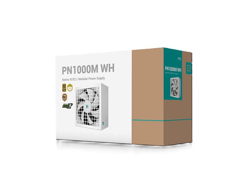 Блок питания Deepcool GAMERSTORM PN1000M WH (ATX 3.1, 1000W, Full Cable Management, PWM 135mm fan, Active PFC, 80+ GOLD, Active PFC + Full Bridge SRC LLC + DC/DC ,Gen5 PCIe, белый) RET (R-PNA00M-FC0W-WGEU)