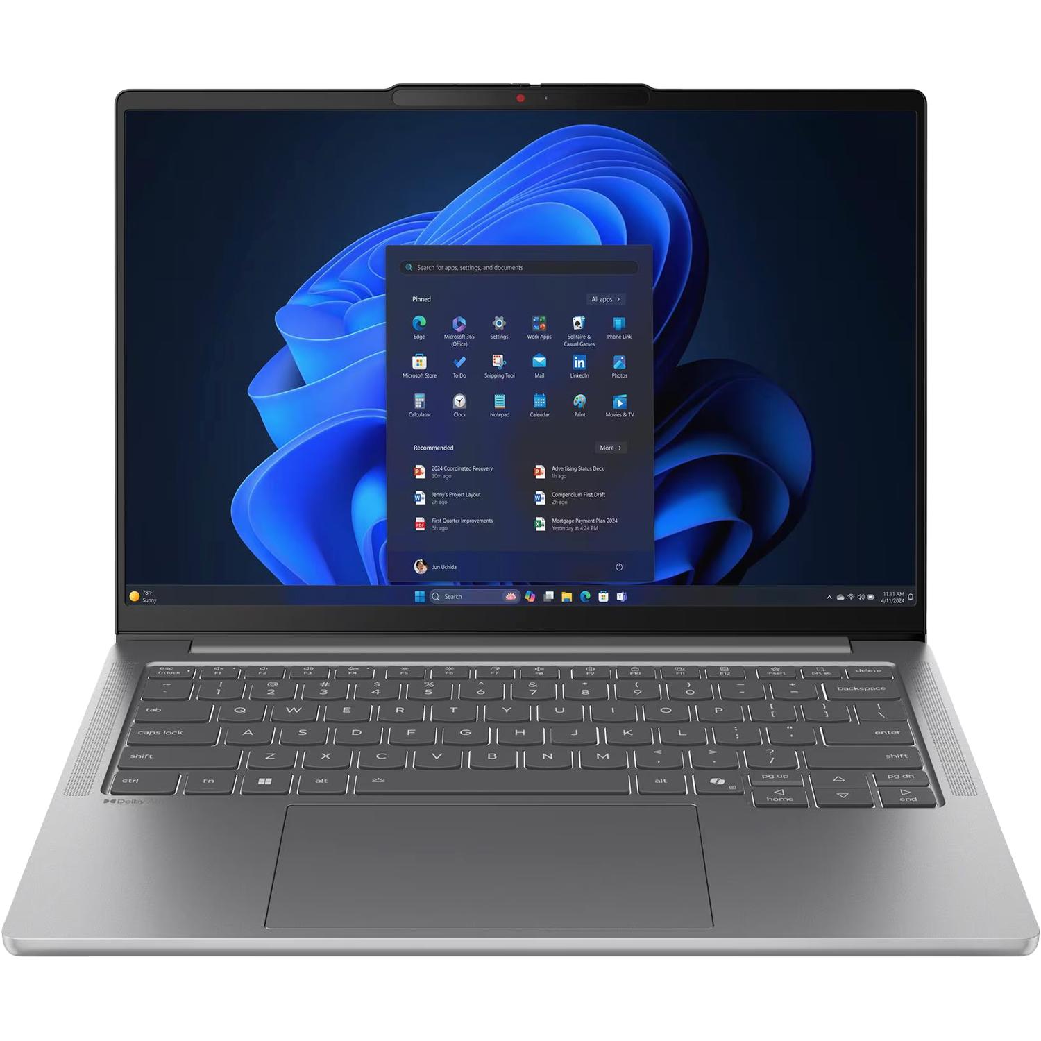 Ноутбук/ Lenovo IdeaPad Pro 5 14IAH10 14"(2880x1800 OLED)/Intel Core Ultra 5 225H(3.3Ghz)/24576Mb/512PCISSDGb/noDVD/Int:Intel Arc Graphics/Cam/BT/WiFi/84WHr/war 1y/1.39kg/luna grey/noOS + 100W, RU kbd, 83JK002RRK
