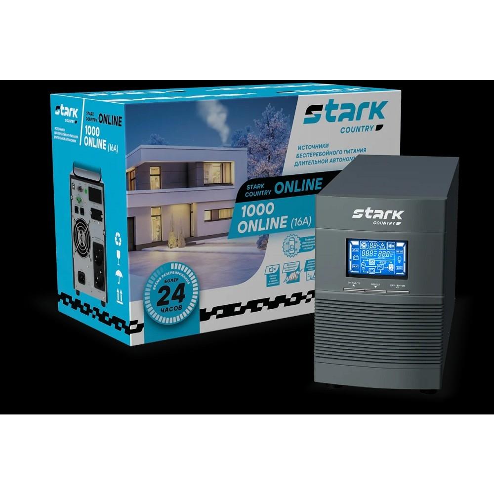 ИБП STARK SC 1000 Online 16А 1000ВА/900Вт {Online, На пол, 110-300В, 2 х ЕВРО, Smart-slot, USB, RS232, EPO, БЕЗ АКБ - внешние батареи 2 шт от 4,5Ач до 320 Ач} {Б0008805}