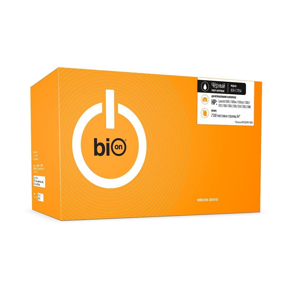Bion C7115A Картридж для HP{ LaserJet 1000/1005/1200/1200N/1200SE/1220/1220SE/3300MFP/3320N MFP/3320MFP/3330MFP} (2500  стр.), Черный, с чипом, BCR-C7115A