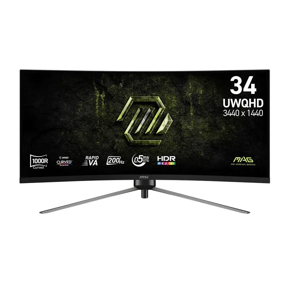 MSI MAG 34" 345CQRF E20 Black {VA 3440x1440 Curved 1000R 200Hz 0.5ms 21:9 300cd 2xHDMI DisplayPort Tilt Swiv HAS Pivot External Vesa}, 9S6-3DD14H-042
