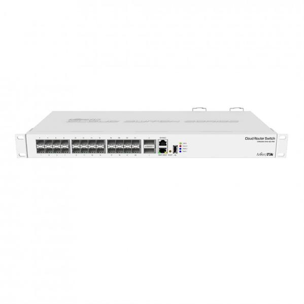 Коммутатор MikroTik Cloud Router Switch 326-24S+2Q+RM with 2 x 40G QSFP+ cages, 24 10G SFP+ cages, 1x LAN port for management, RouterOS L5 or SwitchOS (dual boot), 1U rackmount enclosure, Dual redundant PSU, CRS326-24S+2Q+RM
