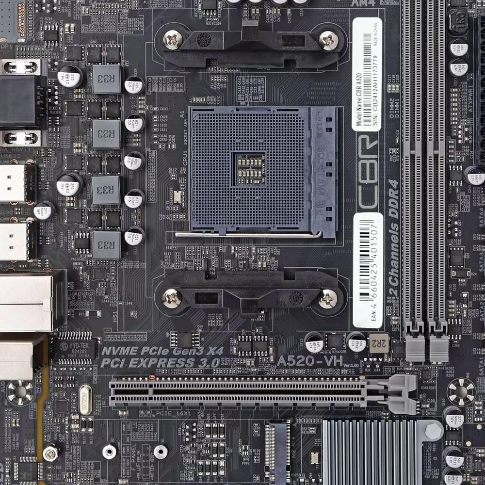 CBR A520 { Chipset A520, Socket AM4, 2*DDR4, mATX, VGA+HDMI, 1*PCIEx16,1*PCIEx1,1*M.2(NVME & SATA), 4*SATA3, 2*USB2.0 + 4*USB3.0, LAN 1Gb}, MB-ARA520-RTL