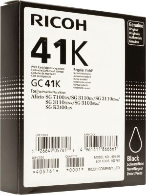Картридж для гелевого принтера большой емкости GC41K черный для Ricoh Aficio 3110DN/DNw/SFNw/3100SNw/7100DN (2500стр) 405761