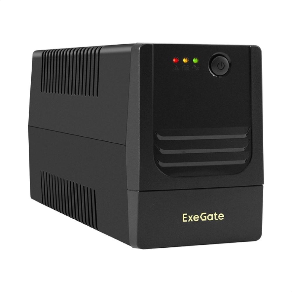 Exegate EX299753RUS ИБП ExeGate Power NB-600.LED.AVR.2SH (600VA/360W, LED, AVR, 2*EU/Тип F(Schuko), батарея 12V 7.2Ah, Black)