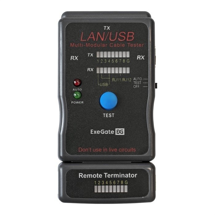 Exegate EX293160RUS Тестер сетевой ExeGate EX-T5448 для RJ-45/RJ-11/RJ-12/USB