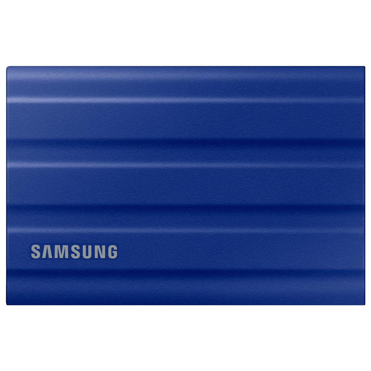 Внешние HDD и SSD/ Samsung External SSD T7 Shield, 2TB, Type C-to-C/A, USB 3.2 Gen2, R/W 1050/1000MB/s, IP65, 88x59x13mm, 98g, Blue (12 мес.), MU-PE2T0R/WW