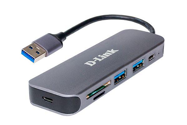 D-Link DUB-1325/A1A Концентратор с 2 портами USB 3.0, 1 портом USB Type-C, слотами для карт SD и microSD и разъемом USB
