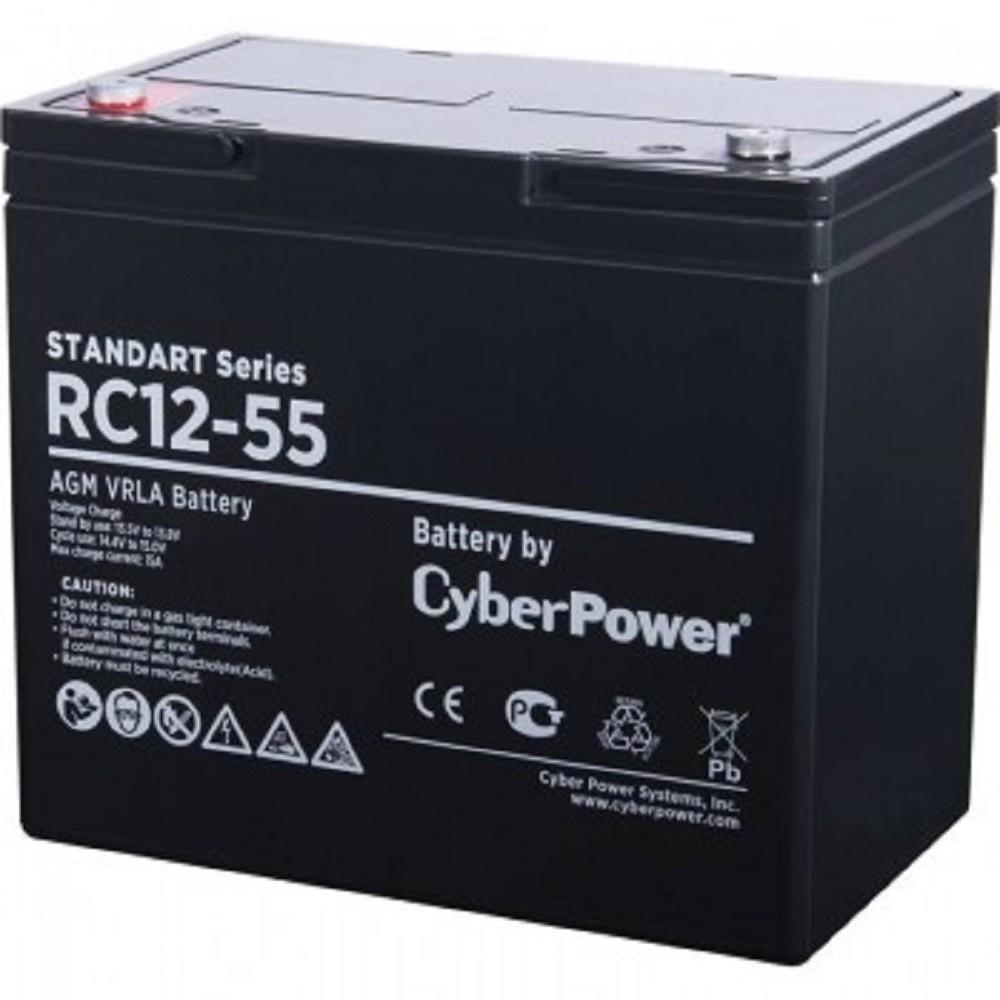 Аккумуляторная батарея CyberPower RC 12-55 12В/55Ач, клемма Болт М6 (230х138х205мм (227мм); 17кг; Срок службы 10лет)