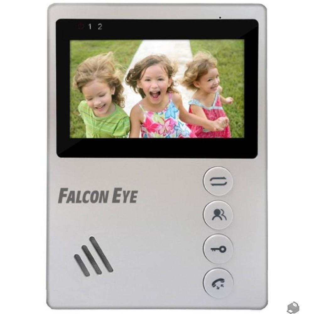Falcon Eye Vista Видеодомофон: дисплей 4,3" TFT; механические кнопки; подключение до 2-х вызывных панелей;  OSD меню; питание AC 220В (встроенный БП) или от внешнего БП DC 12В