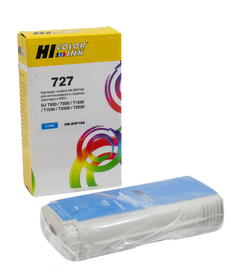 Картридж Hi-Black (B3P19A) для HP DJ T920/T1500, Cyan, №727, 130 мл, 727(B3P19A)