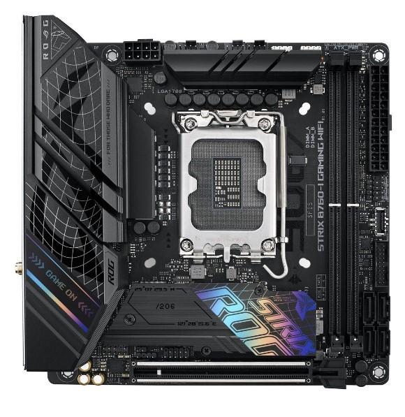 Материнская плата ASUS ROG STRIX B760-I GAMING WIFI, LGA1700, B760, 2*DDR5, 4*SATA, 2*M.2, 3*USB 3.2, 3*USB 2.0, Type-C, 1*PCIx16, DP+HDMI, mITX; 90MB1D90-M1EAY0