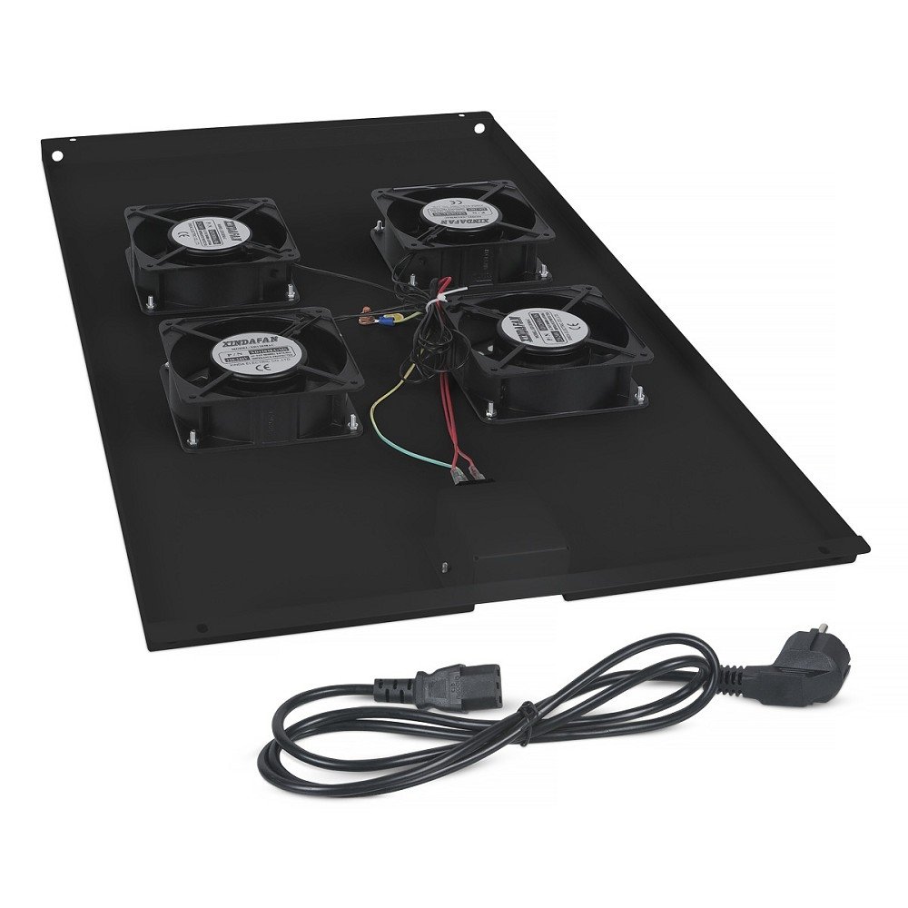 Cabeus TRAY-100-BK Модуль вентиляторный с 4-я вентиляторами для установки в напольные шкафы серии SH-05C , ND-05C глубиной 1000мм, цвет черный (RAL 9004)