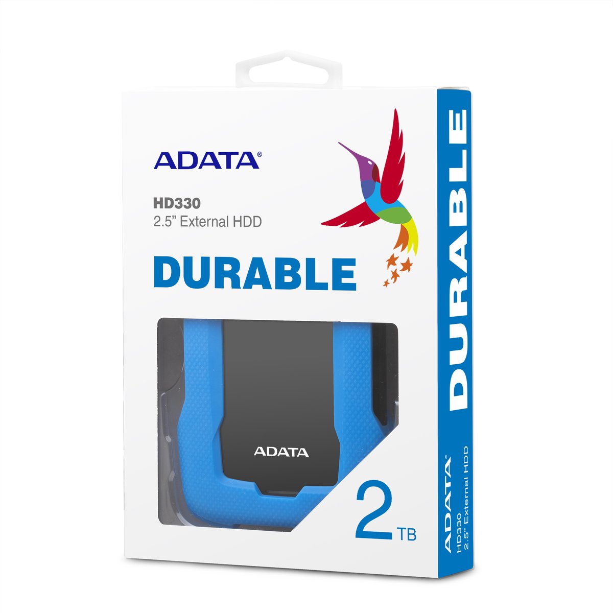 Внешний жесткий диск/ Portable HDD 2TB ADATA HD330 (Blue), Silicone, USB 3.2 Gen1, 133x89x16mm, 190g /3 года/, AHD330-2TU31-CBL